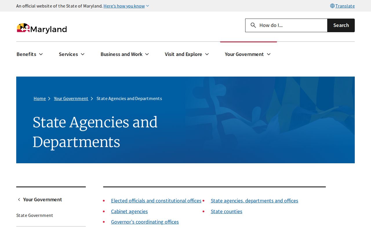 Maryland agency directory used for Beltsville government contacts